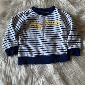 CARTER’S Sz 2 Toddler Navy Blue White Stripes Big Man Yellow Font Sweatshirt